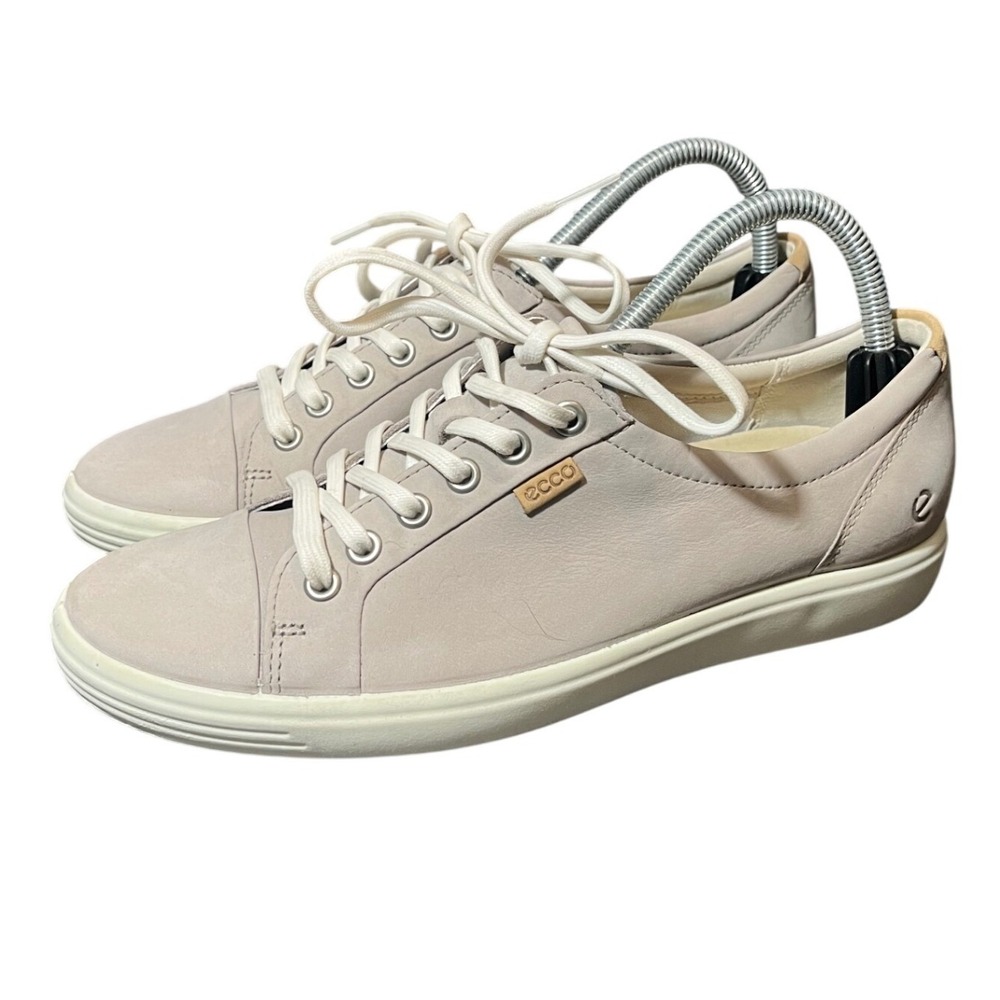 ECCO Soft 7 Sneaker‎ Womens 40 9-9.5 Grey Leather Lace Up Low Top 43000302386